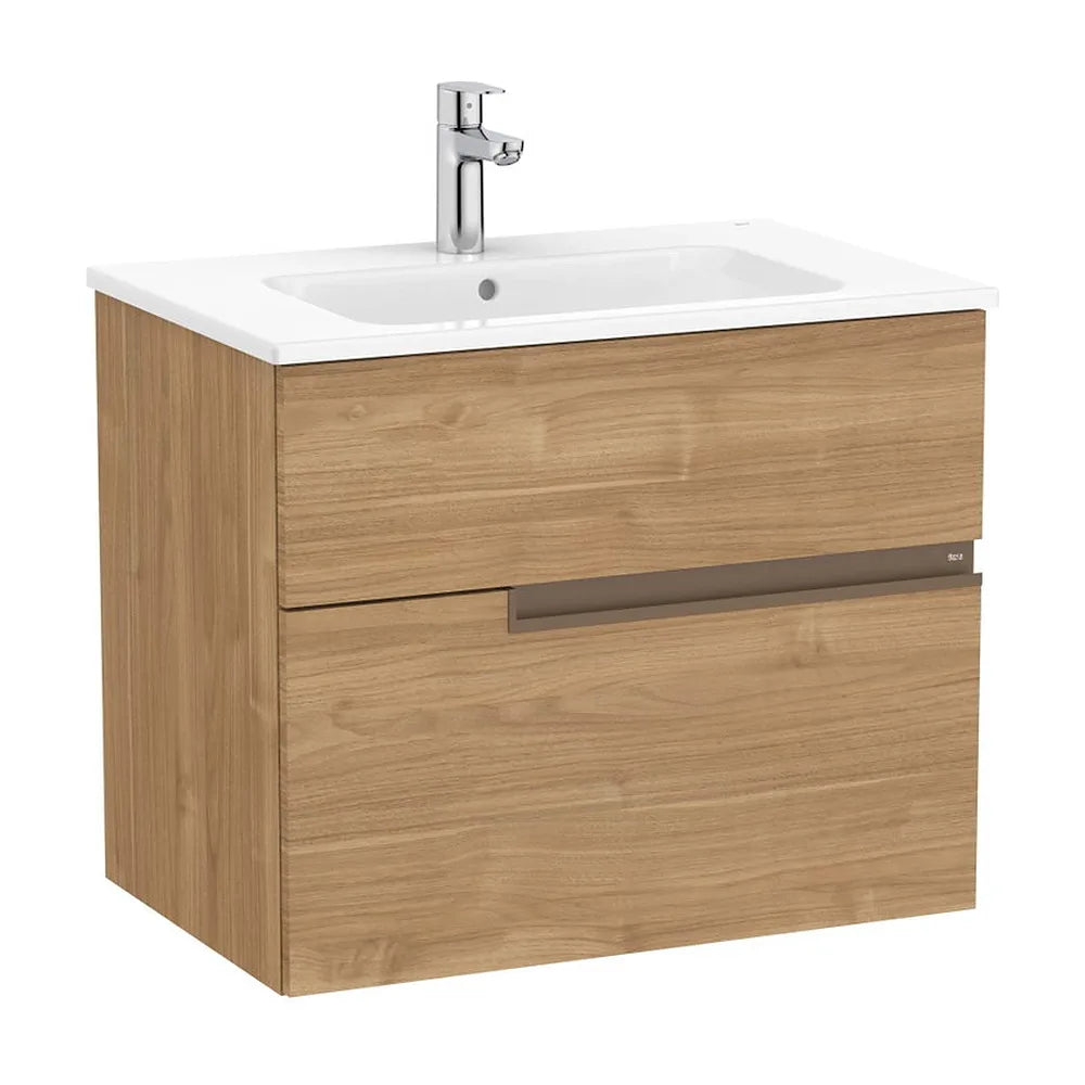 Mueble base suspendido con dos cajones y lavabo porcelana 70x46x58 cm Roca - Vista 2