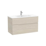 Mueble base suspendido con dos cajones y lavabo porcelana 1005x46x58 cm Roca