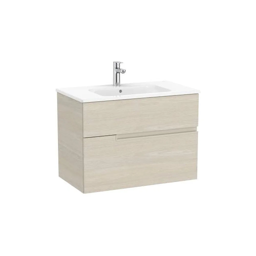 Mueble base suspendido con dos cajones y lavabo porcelana 80x46x58 cm Roca - Vista 1