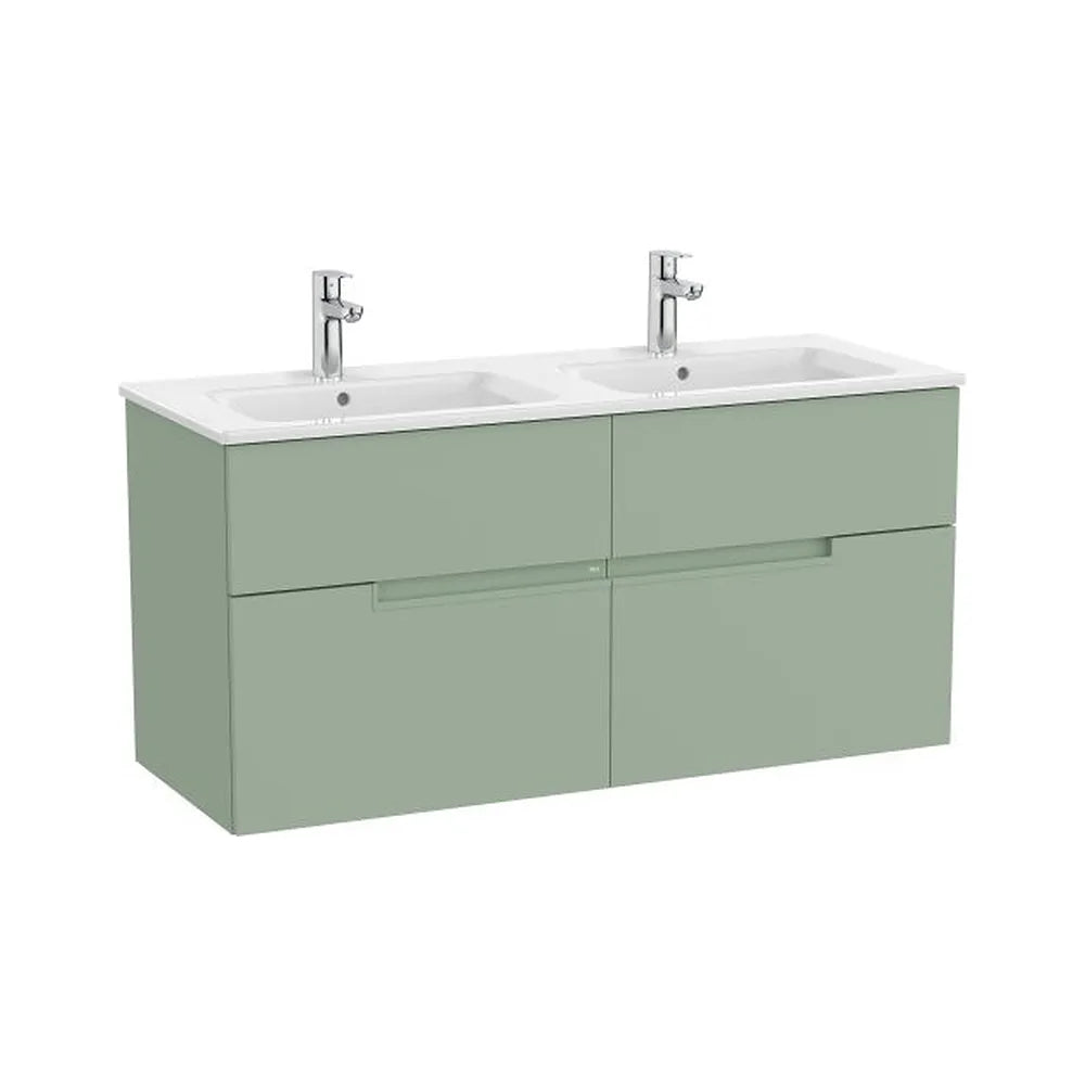 Mueble base suspendido con cuatro cajones y lavabo doble 119x46x58 cm Roca - Vista 1