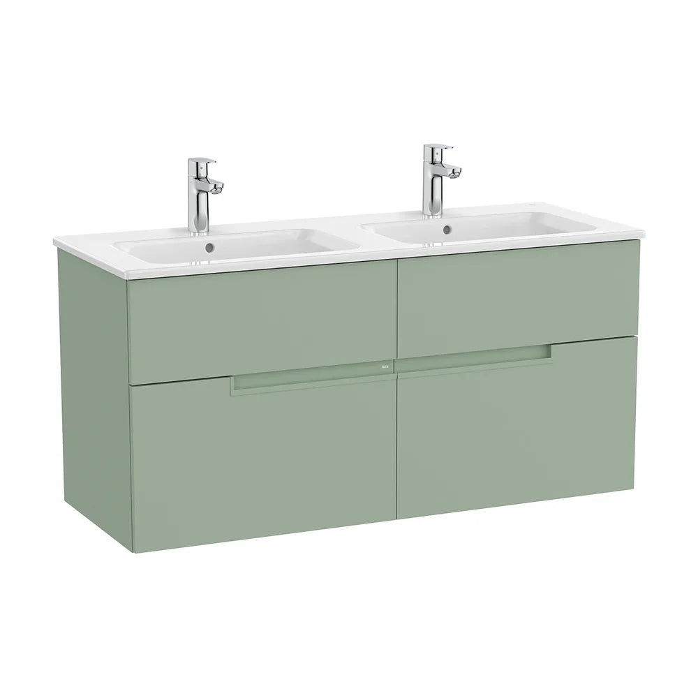 Mueble base suspendido con cuatro cajones y lavabo doble 119x46x58 cm Roca - Vista 2