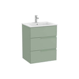 Mueble base suspendido con tres cajones y lavabo porcelana 60x46x76 cm Roca