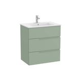 Móvel base suspenso 3 gavetas com fecho amortecido lavatório em porcelana 70 x 46 x 75 cm cor verde seiva Roca