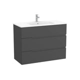 Mueble base suspendido con tres cajones y lavabo porcelana 1005x460x757 mm Roca