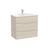 Suspended Base Unit with Three Drawers and Washbasin Porcelain 80x46x75cm Victoria Collection Roca