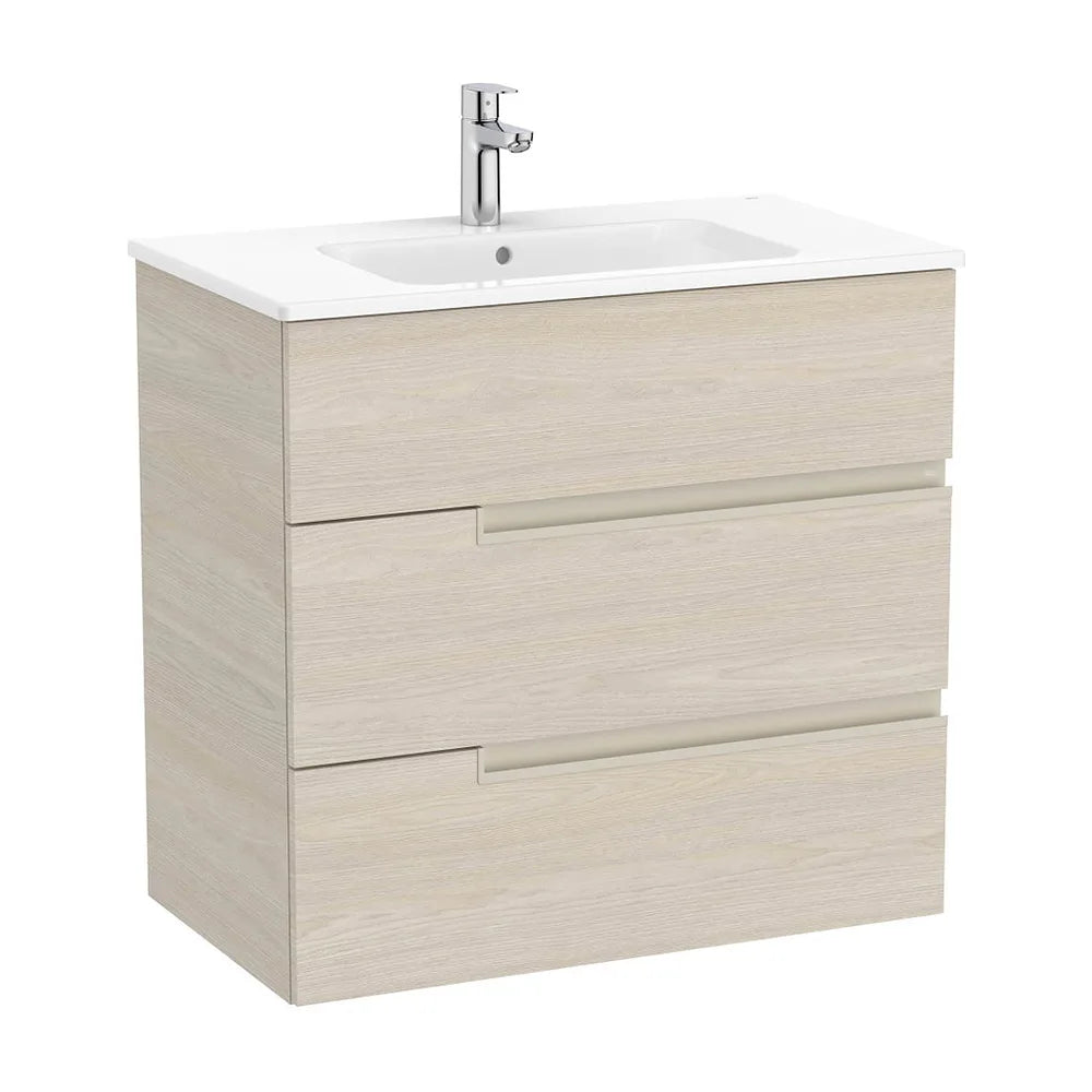 Mueble Base Suspendido con Tres Cajones y Lavabo Porcelana 80x46x75cm Colección Victoria Roca - Vista 2