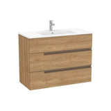 Mueble base suspendido con tres cajones y lavabo porcelana 1005x460x757 mm Roca