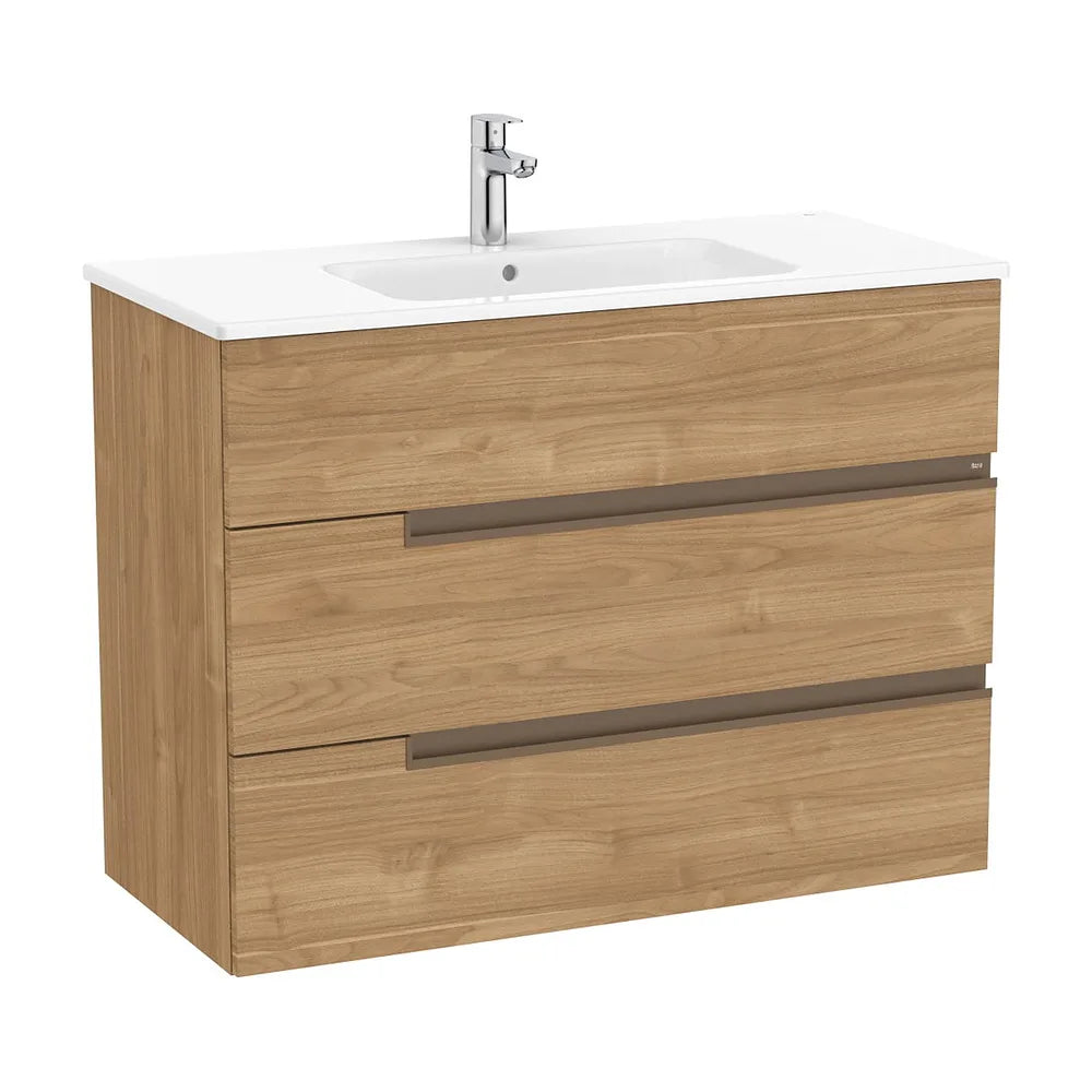 Mueble base suspendido con tres cajones y lavabo porcelana 1005x460x757 mm Roca - Vista 2
