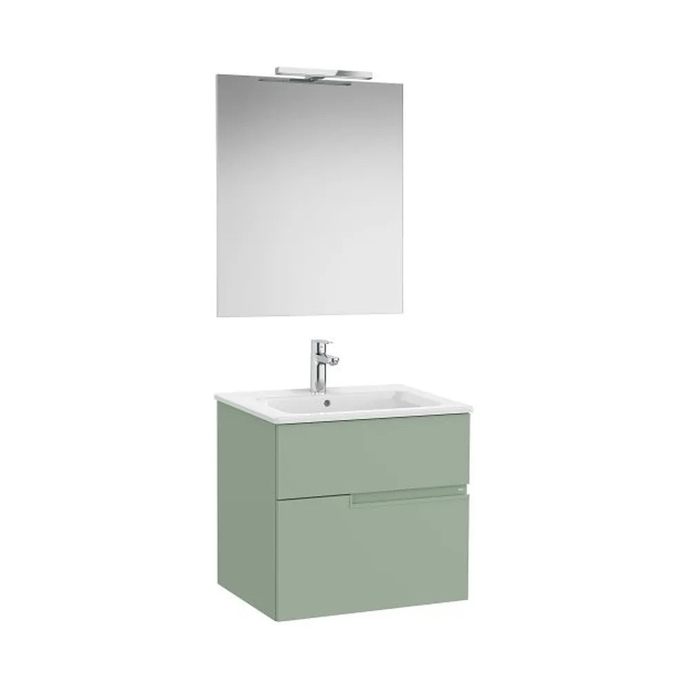 Pack mueble base dos cajones lavabo espejo y aplique LED Starlight 60x46x58 cm Roca - Vista 1