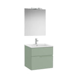 Pack mueble base dos cajones lavabo espejo y aplique LED Starlight 60x46x58 cm Roca
