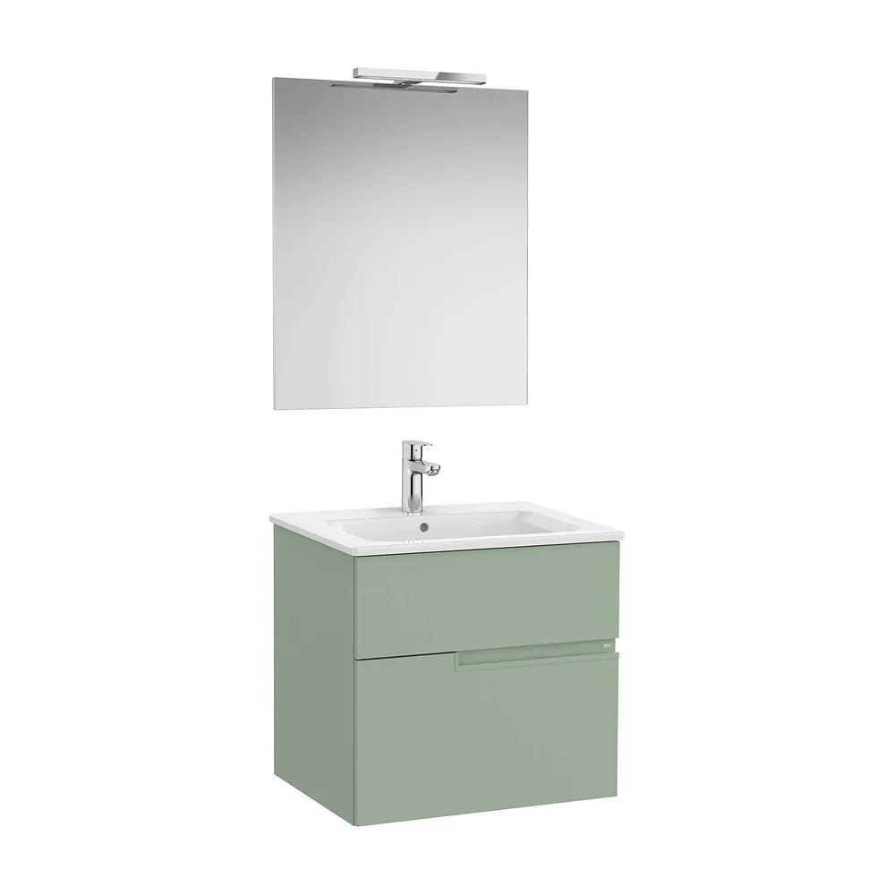 Pack mueble base dos cajones lavabo espejo y aplique LED Starlight 60x46x58 cm Roca - Vista 2