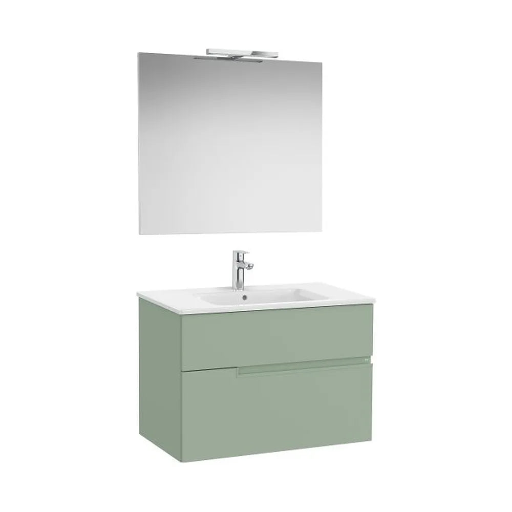 Pack mueble base dos cajones lavabo espejo y aplique LED Starlight 80x46x58 cm Roca - Vista 1