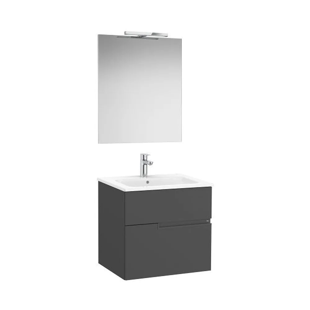 Pack mueble base dos cajones lavabo espejo aplique LED Starlight 60x46x58 cm Roca - Vista 1