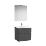 Pack móvel base com dois gavetões lavatório em porcelana espelho com aplique LED Starlight 60x46x58 cm Roca