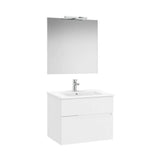 Pack mueble base dos cajones lavabo espejo aplique LED Starlight blanco mate Roca
