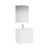 Pack mueble base dos cajones lavabo espejo y aplique LED Starlight 60x46x58 cm Roca