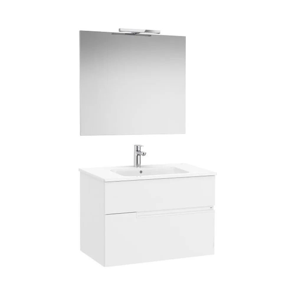 Pack mueble base dos cajones lavabo espejo y aplique LED Starlight 80x46x58 cm Roca - Vista 1