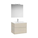 Mueble Base 2 Cajones Lavabo Porcelana Espejo Aplique Led Starlight Claro Colección Victoria Fresno Roca