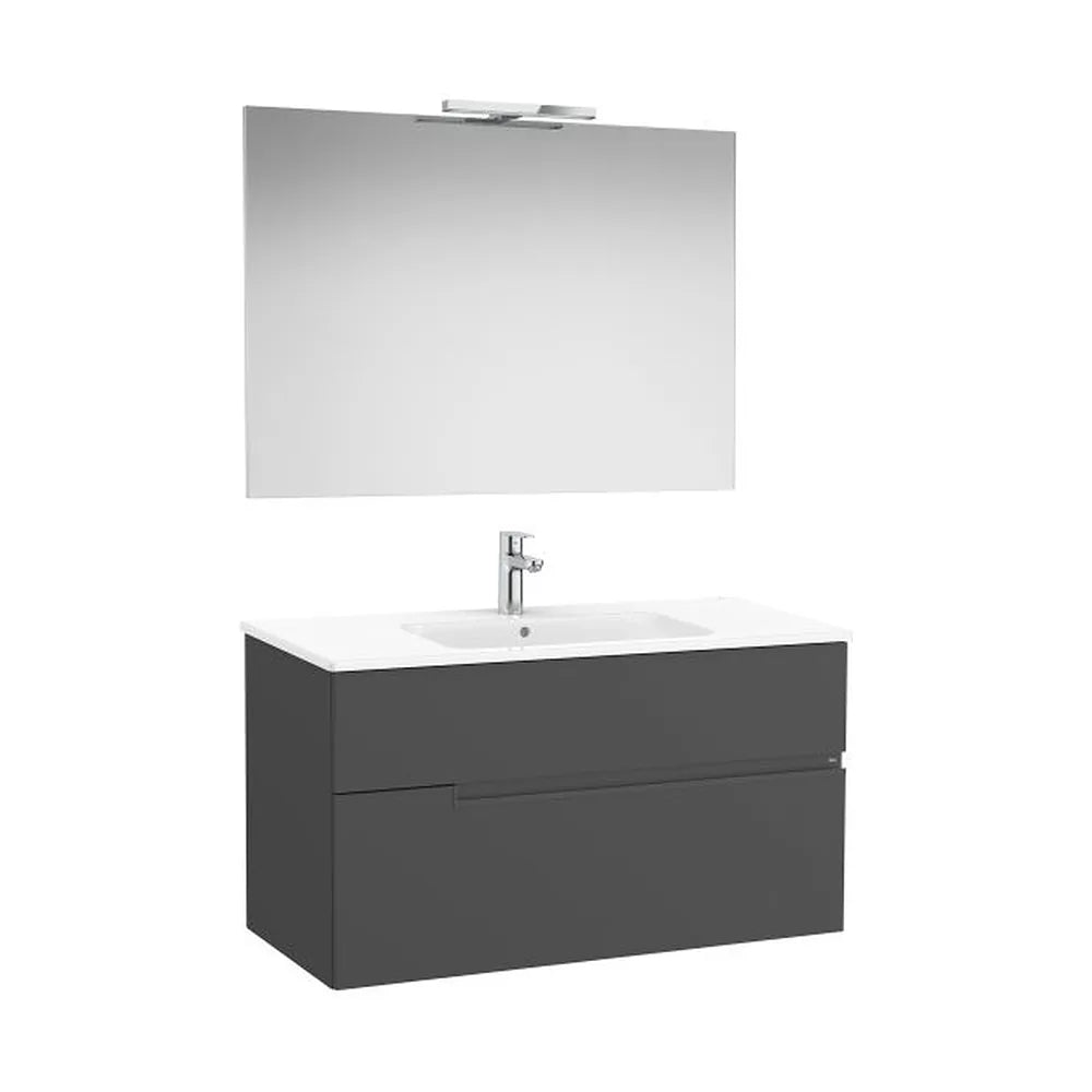 Pack mueble base dos cajones lavabo espejo aplique LED Starlight 100x46x58 cm Roca - Vista 1