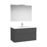 Pack mueble base dos cajones lavabo espejo aplique LED Starlight 100x46x58 cm Roca