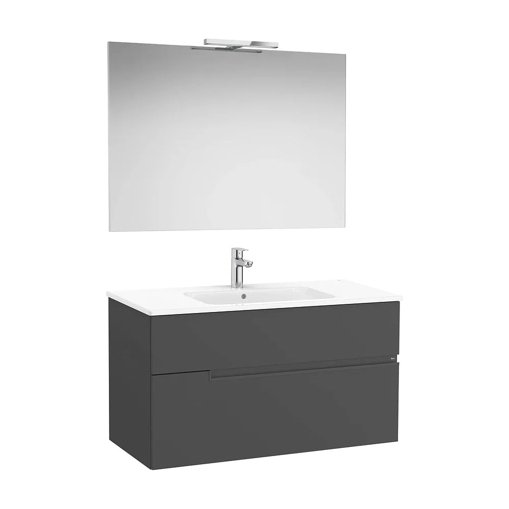 Pack mueble base dos cajones lavabo espejo aplique LED Starlight 100x46x58 cm Roca - Vista 2
