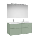 Pack mueble base cuatro cajones lavabo doble espejo aplique LED Starlight Roca