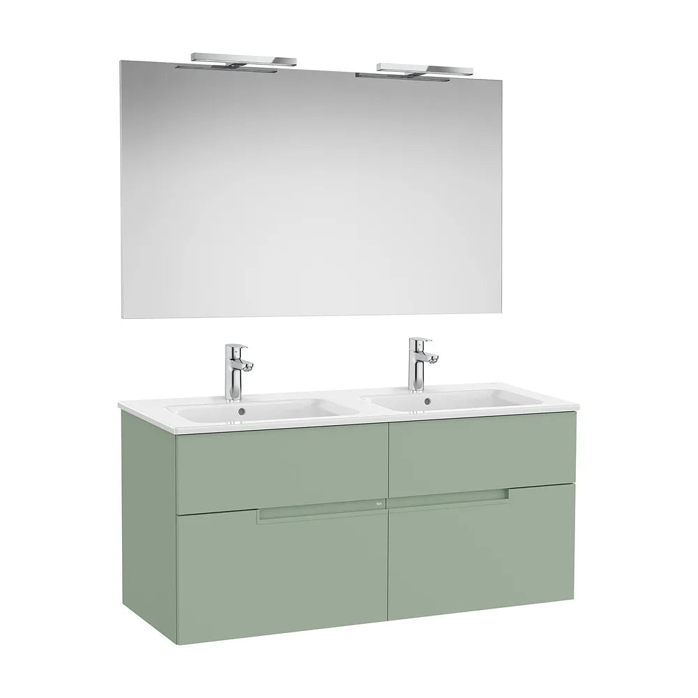 Pack mueble base cuatro cajones lavabo doble espejo aplique LED Starlight Roca - Vista 2