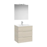 Pack móvel suspenso com três gavetas lavatório em porcelana espelho 70 x 90 cm aplique LED 7W 4000K Roca