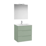 Mueble Base Tres Cajones Lavabo Porcelana Espejo Aplique Led Starlight 70x46x76cm Colección Victoria Roca