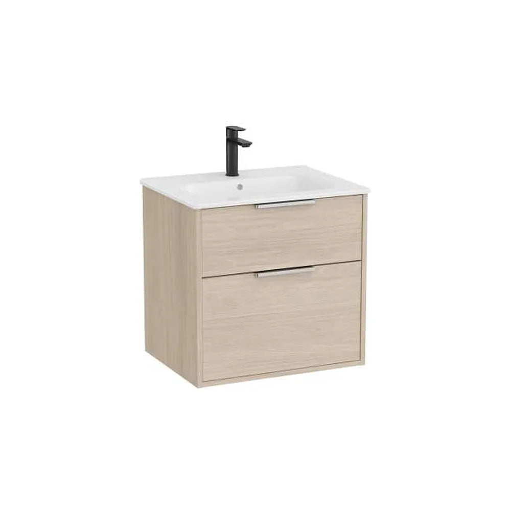 Mueble base compacto suspendido con dos cajones y lavabo porcelana 60x46x58 cm Roca - Vista 1
