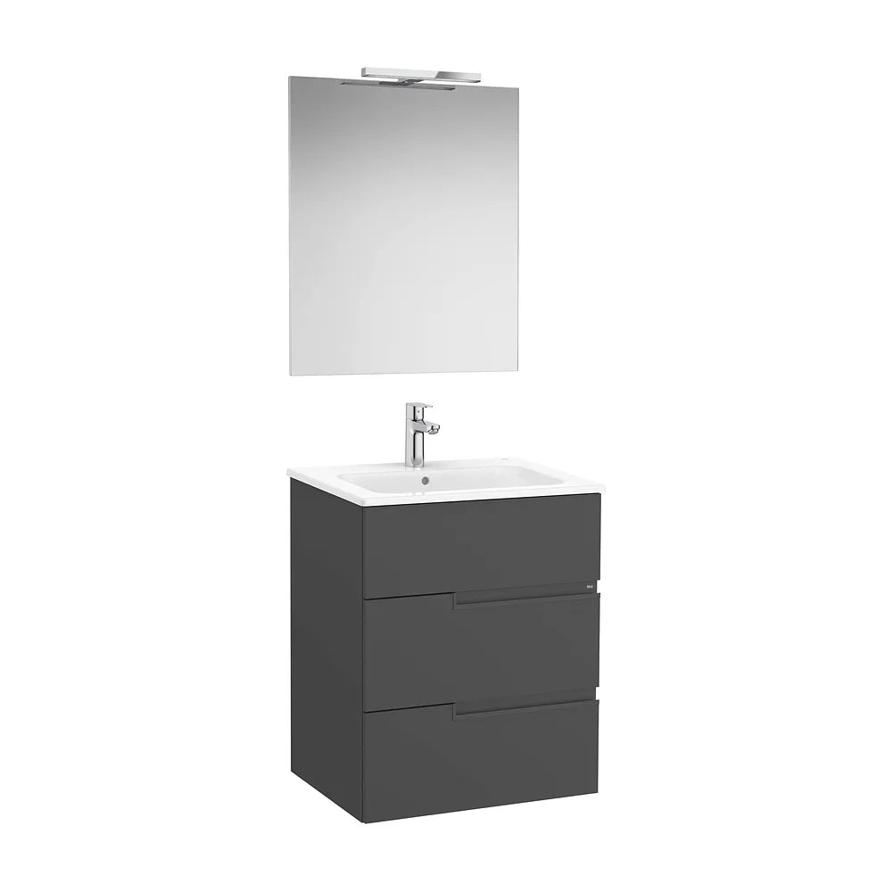 Mueble Base Tres Cajones Lavabo Porcelana Espejo Aplique Led Starlight Colección Victoria Roca - Vista 2