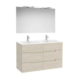 Pack mueble base seis cajones lavabo doble espejo aplique LED Starlight Roca