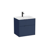 Meuble bas compact suspendu avec deux tiroirs et lavabo en porcelaine 60 x 46 x 58 cm Roca