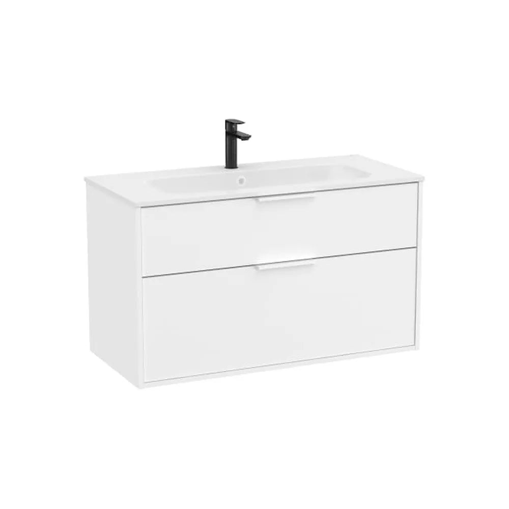 Mueble base compacto suspendido con dos cajones y lavabo porcelana blanco 100x46x58 cm Roca - Vista 1