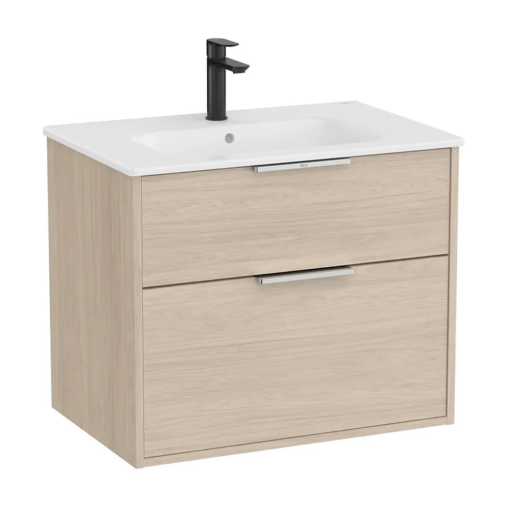 Mueble base compacto suspendido con dos cajones y lavabo porcelana 70x46x58 cm Roca - Vista 2