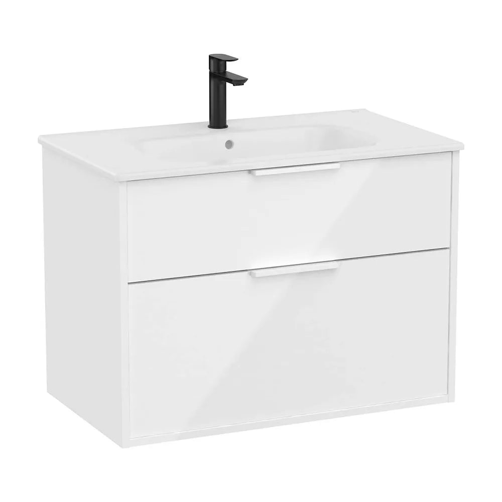 Mueble base compacto suspendido con lavabo porcelana blanco brillo 80x46x58 cm Roca - Vista 2