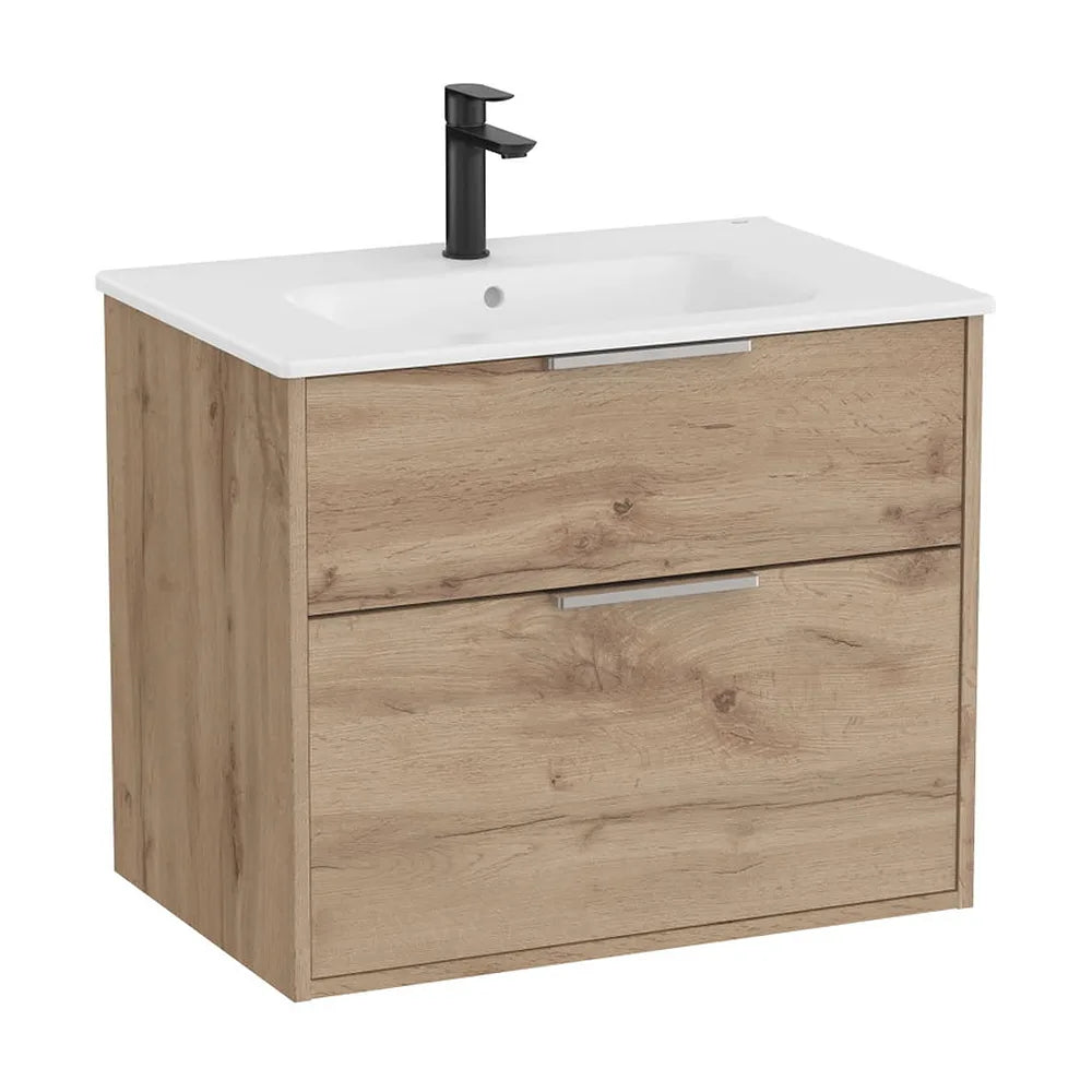 Mueble base compacto suspendido con dos cajones y lavabo porcelana 70x46x58 cm Roca - Vista 2