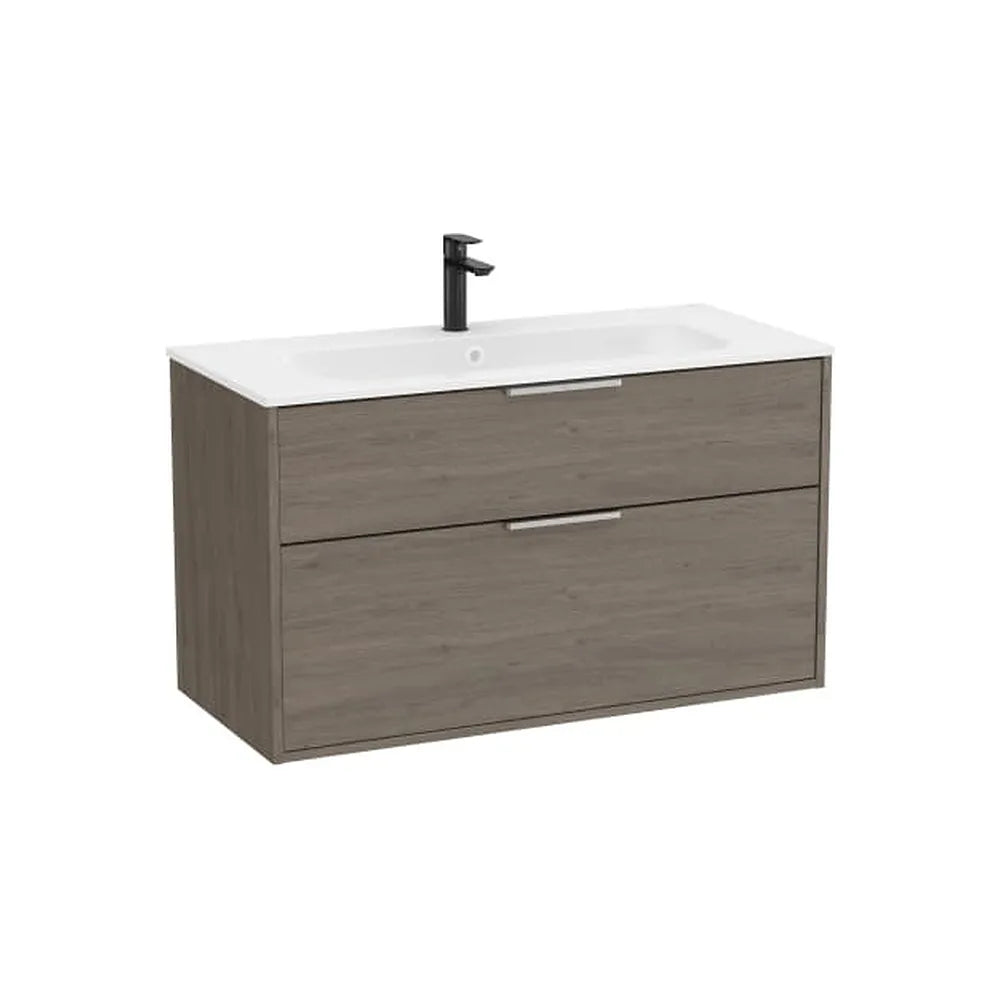 Mueble base compacto suspendido con dos cajones y lavabo porcelana 100x46x58 cm Roca - Vista 1