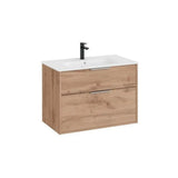 Mueble base compacto suspendido con dos cajones y lavabo porcelana 80x46x58 cm Roca