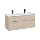 Mueble base suspendido con lavabo doble porcelana 120x46x58 cm Roca