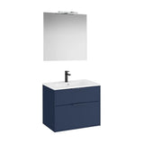Pack mueble base compacto dos cajones lavabo porcelana espejo led aplique Starlight Roca