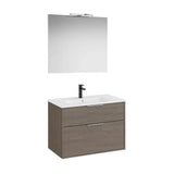Pack mueble base compacto dos cajones lavabo porcelana espejo led aplique Starlight Roca