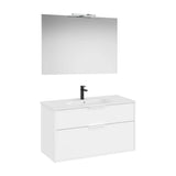 Compact Base Unit 2 Drawers Porcelain Basin LED Mirror 100x80cm Roca