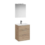 Pack mueble base compacto 3 cajones lavabo porcelana espejo led aplique Starlight Roca