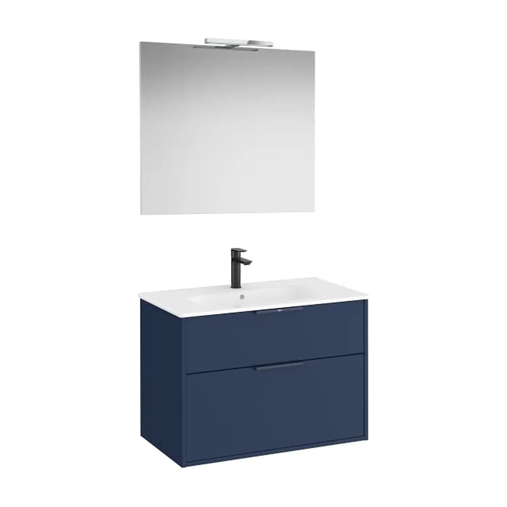 Pack mueble base compacto dos cajones lavabo porcelana espejo led 80x80 cm Roca - Vista 1