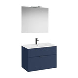 Pack mueble base compacto dos cajones lavabo porcelana espejo led 80x80 cm Roca