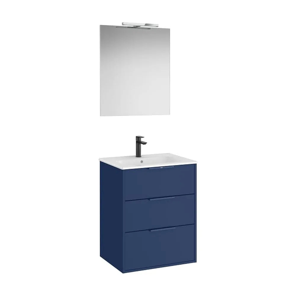 Pack mueble base compacto tres cajones lavabo porcelana espejo led aplique Starlight Roca - Vista 1