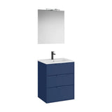 Pack mueble base compacto tres cajones lavabo porcelana espejo led aplique Starlight Roca