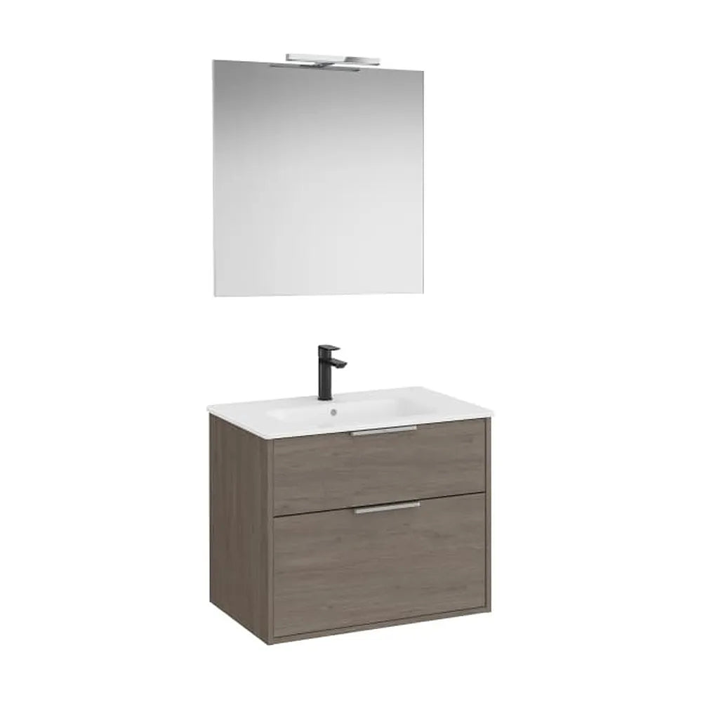 Mueble Base Compacto 2 Cajones Lavabo Porcelana Espejo Led Aplique Starlight Roca - Vista 1