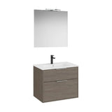 Conjunto Móvel Base Compacto Duas Gavetas Com Lavatório Porcelana Espelho Led E Aplique Starlight Roca